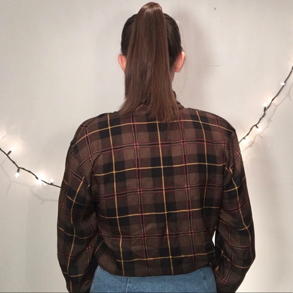 Valerie Stevens Vintage Plaid 80s Necktie Blouse - Picture 3 of 4